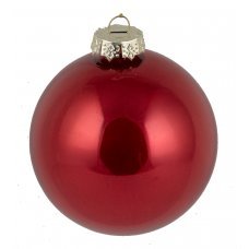 Χριστουγεννιάτικη Γυάλινη Μπάλα Κόκκινη Περλέ (8cm)